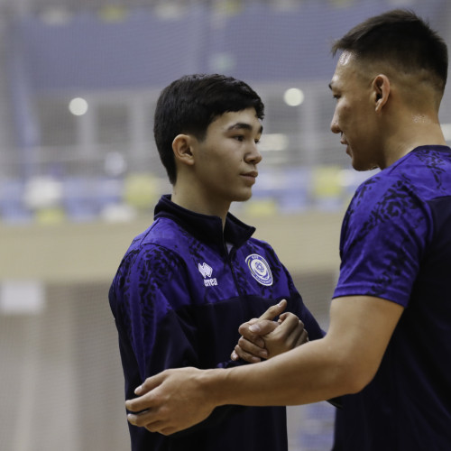 Kazakhstan futsal team's pre-match training session