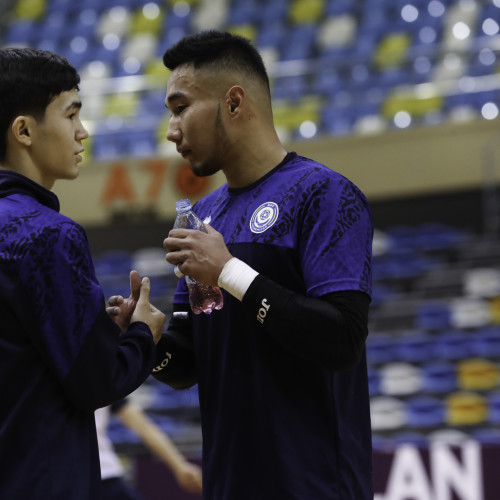 Kazakhstan futsal team's pre-match training session