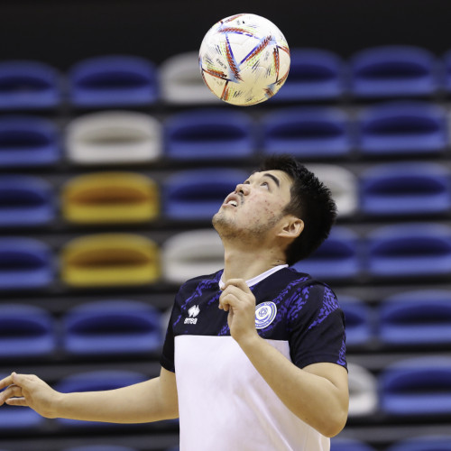 Kazakhstan futsal team's pre-match training session