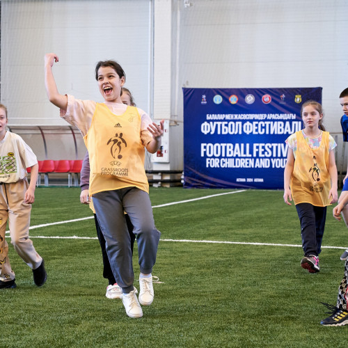 В Астане прошел фестиваль футбола для детей в рамках UEFA Grassroots Awards Winners 2023/24