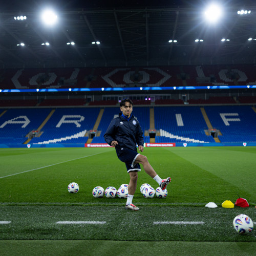 Pre-match training session in Cardiff