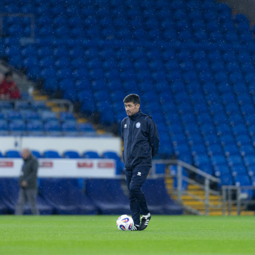 Pre-match training session in Cardiff