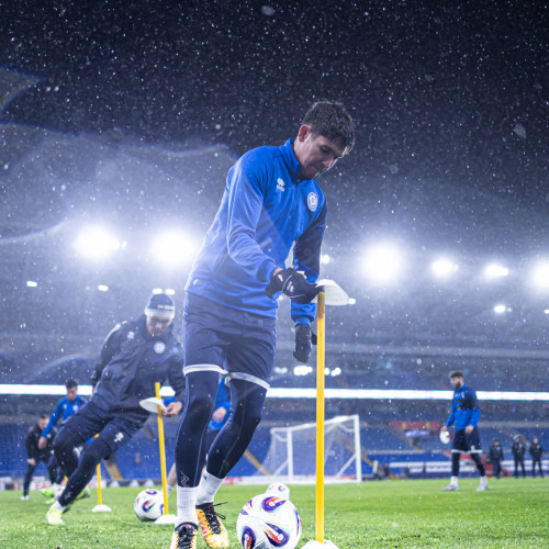Pre-match training session in Cardiff