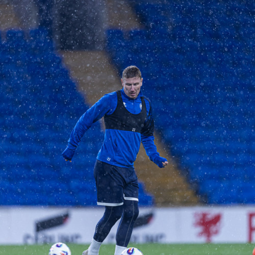 Pre-match training session in Cardiff