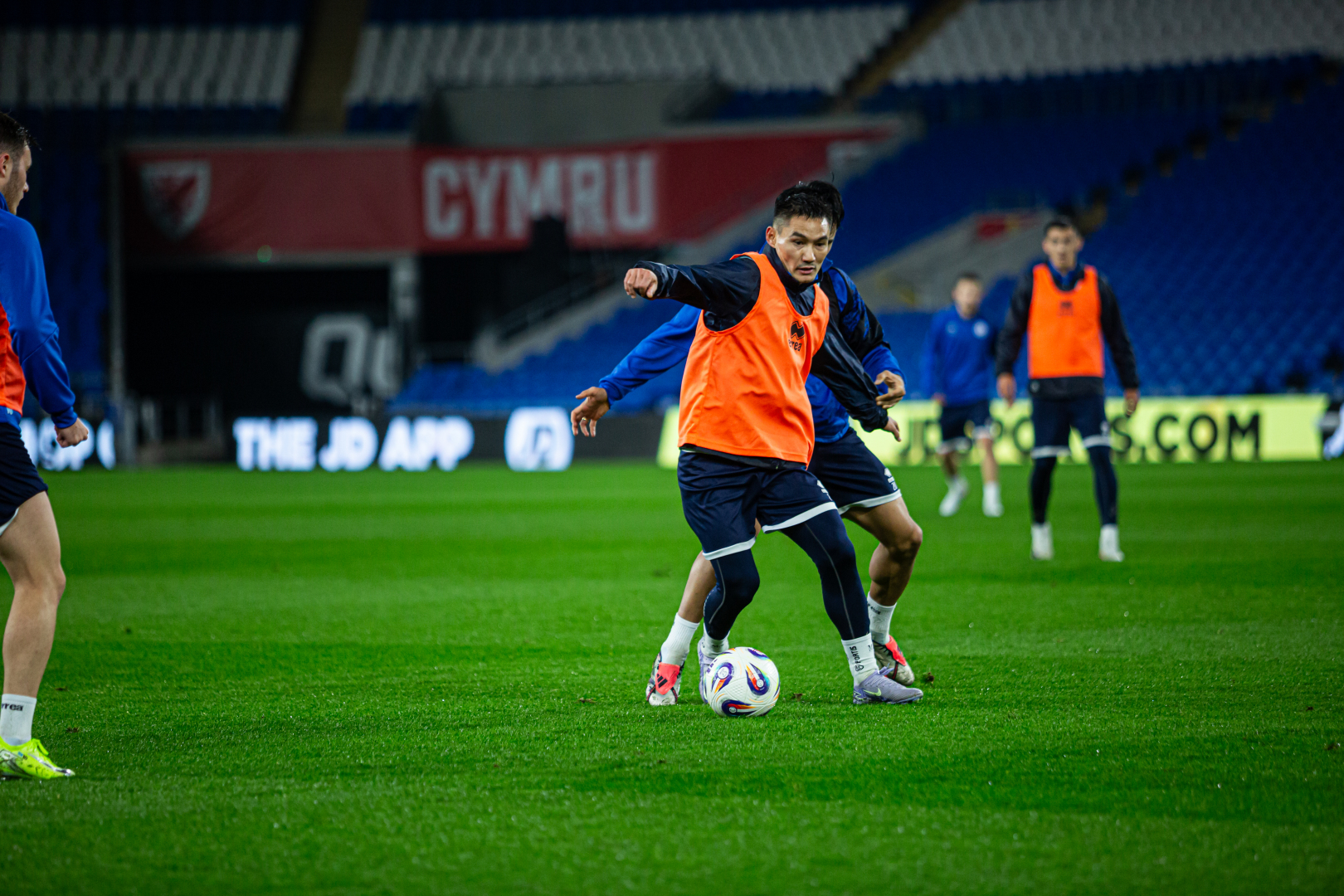 Pre-match training session in Cardiff