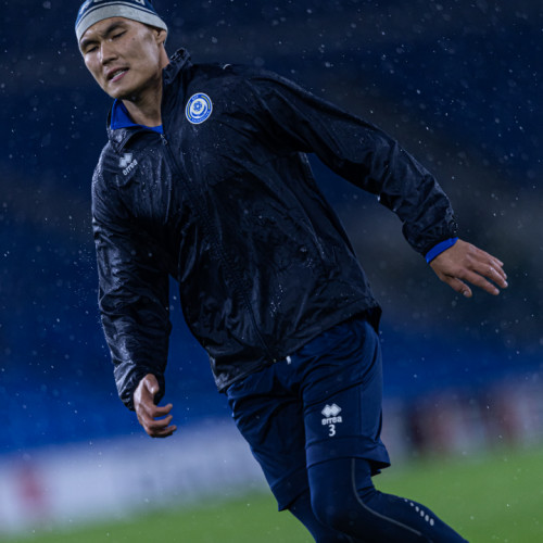 Pre-match training session in Cardiff