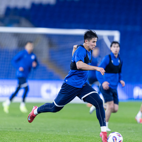 Pre-match training session in Cardiff