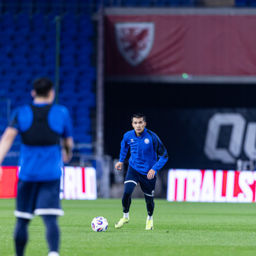 Pre-match training session in Cardiff