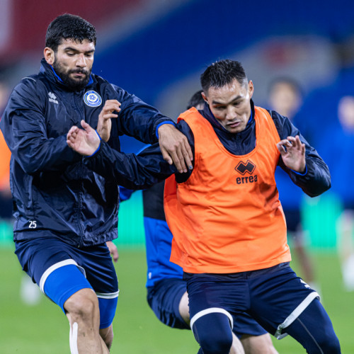Pre-match training session in Cardiff